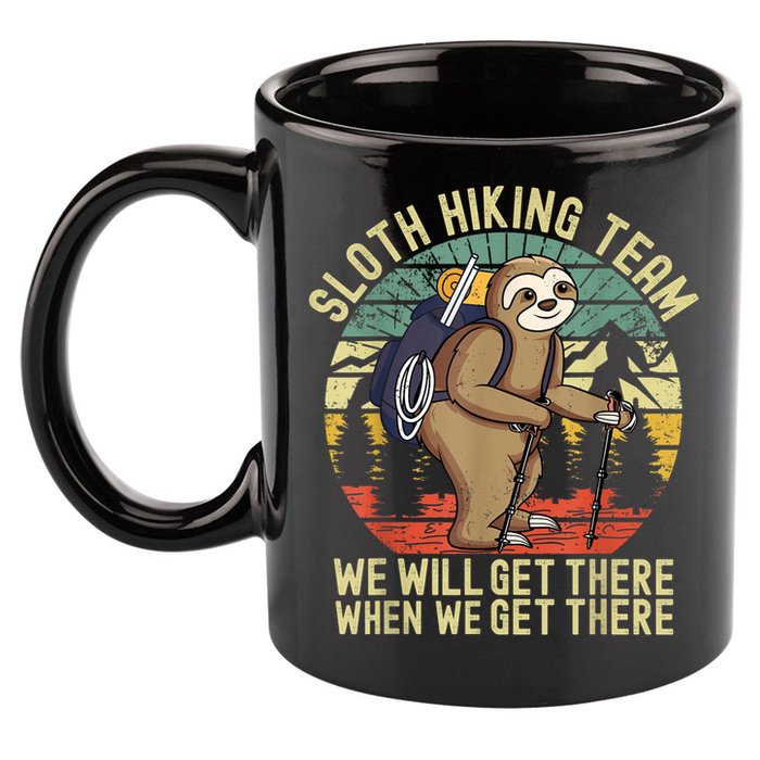 Retro Sloth Hiking Team We'll Get There When We Get There 11oz C Handle Ceramic Mug