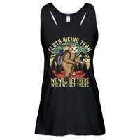 Retro Sloth Hiking Team We'll Get There When We Get There Ladies Essential Flowy Tank