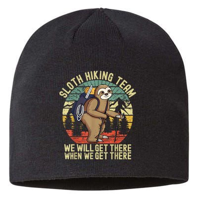 Retro Sloth Hiking Team We'll Get There When We Get There Sustainable Beanie