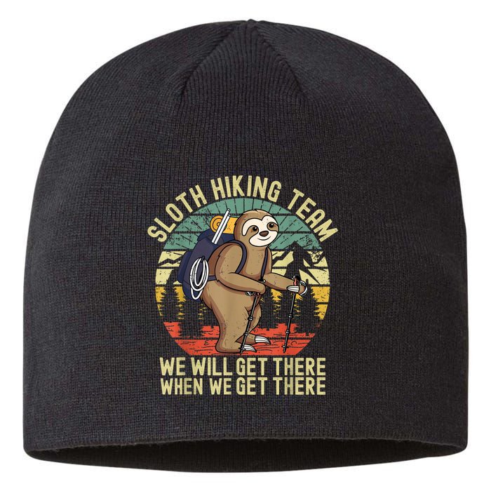 Retro Sloth Hiking Team We'll Get There When We Get There Sustainable Beanie