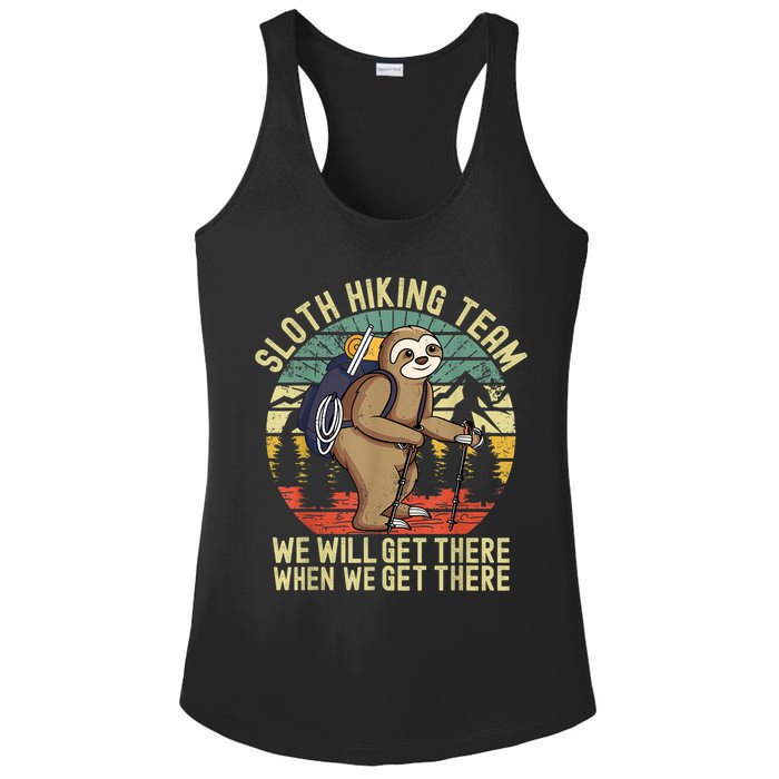 Retro Sloth Hiking Team We'll Get There When We Get There Ladies PosiCharge Competitor Racerback Tank