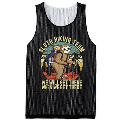 Retro Sloth Hiking Team We'll Get There When We Get There Mesh Reversible Basketball Jersey Tank