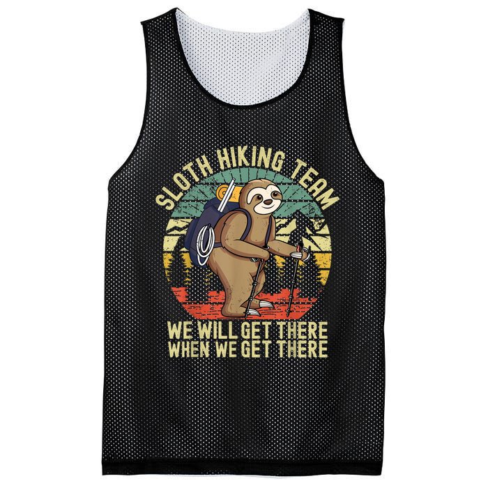 Retro Sloth Hiking Team We'll Get There When We Get There Mesh Reversible Basketball Jersey Tank