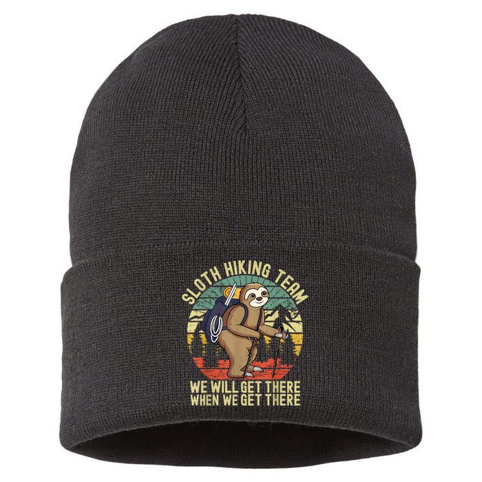 Retro Sloth Hiking Team We'll Get There When We Get There Sustainable Knit Beanie