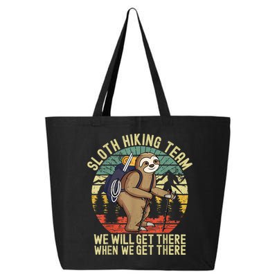 Retro Sloth Hiking Team We'll Get There When We Get There 25L Jumbo Tote