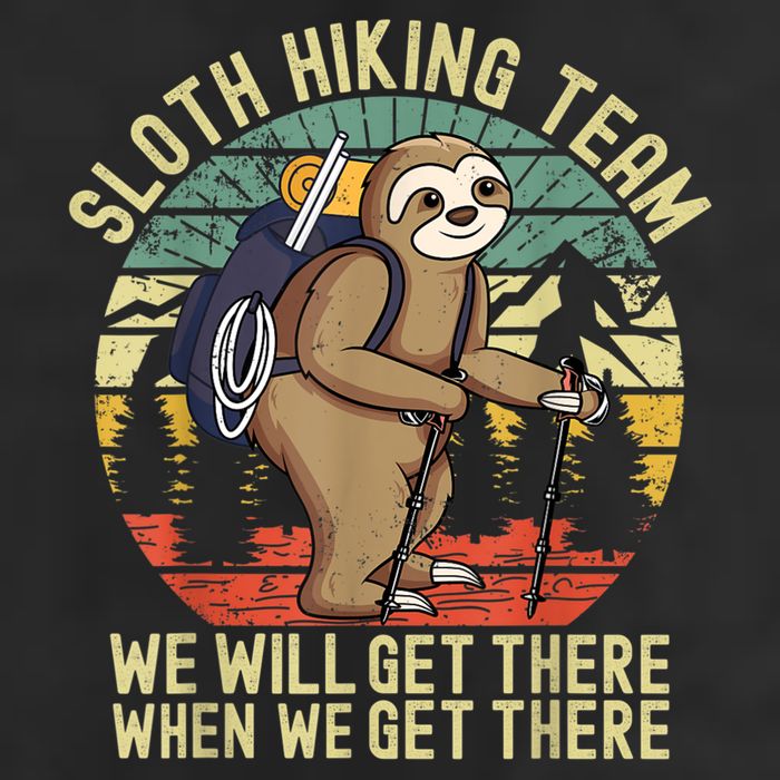 Retro Sloth Hiking Team We'll Get There When We Get There 25L Jumbo Tote
