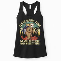 Retro Sloth Hiking Team We'll Get There When We Get There Womens Tank Top