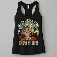 Retro Sloth Hiking Team We'll Get There When We Get There Womens Tank Top