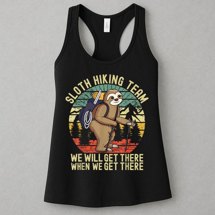 Retro Sloth Hiking Team We'll Get There When We Get There Womens Tank Top