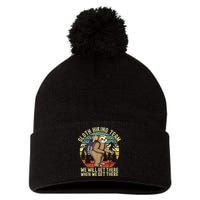 Retro Sloth Hiking Team We'll Get There When We Get There Pom Pom 12in Knit Beanie