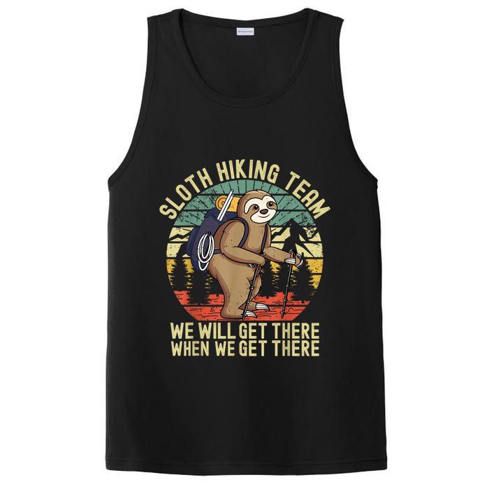 Retro Sloth Hiking Team We'll Get There When We Get There PosiCharge Competitor Tank