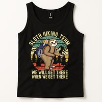 Retro Sloth Hiking Team We'll Get There When We Get There Tank Top