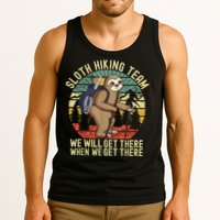 Retro Sloth Hiking Team We'll Get There When We Get There Tank Top