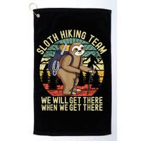 Retro Sloth Hiking Team We'll Get There When We Get There Golf Towel