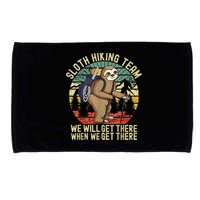 Retro Sloth Hiking Team We'll Get There When We Get There Microfiber Hand Towel