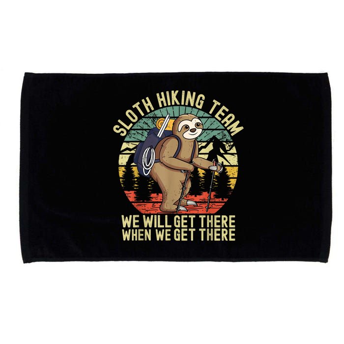 Retro Sloth Hiking Team We'll Get There When We Get There Microfiber Hand Towel