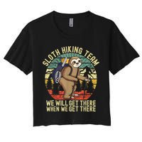 Retro Sloth Hiking Team We'll Get There When We Get There Crop Top