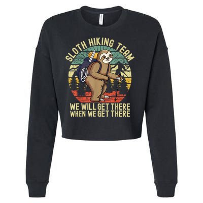 Retro Sloth Hiking Team We'll Get There When We Get There Cropped Pullover Crew