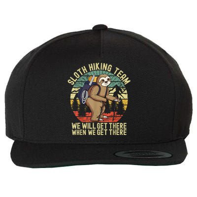 Retro Sloth Hiking Team We'll Get There When We Get There Wool Snapback Cap