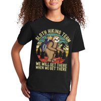 Retro Sloth Hiking Team We'll Get There When We Get There Kids T-Shirt