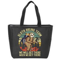 Retro Sloth Hiking Team We'll Get There When We Get There Zip Tote Bag