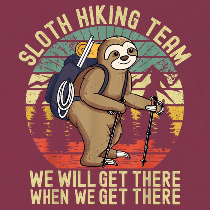 Retro Sloth Hiking Team We'll Get There When We Get There 16oz Travel Tumbler