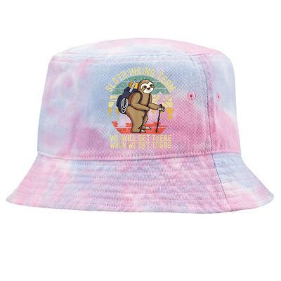 Retro Sloth Hiking Team We'll Get There When We Get There Tie-Dyed Bucket Hat