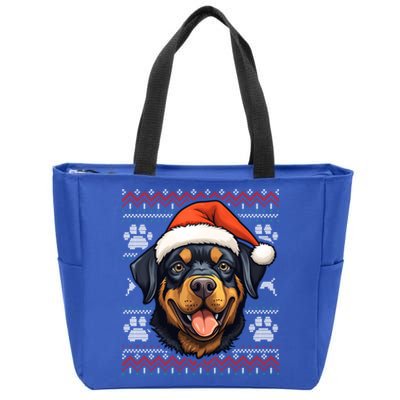 Rottweiler Santa Hat Christmas Funny Dog Mom Dad Gift Zip Tote Bag