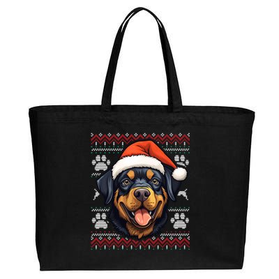 Rottweiler Santa Hat Christmas Funny Dog Mom Dad Gift Cotton Canvas Jumbo Tote