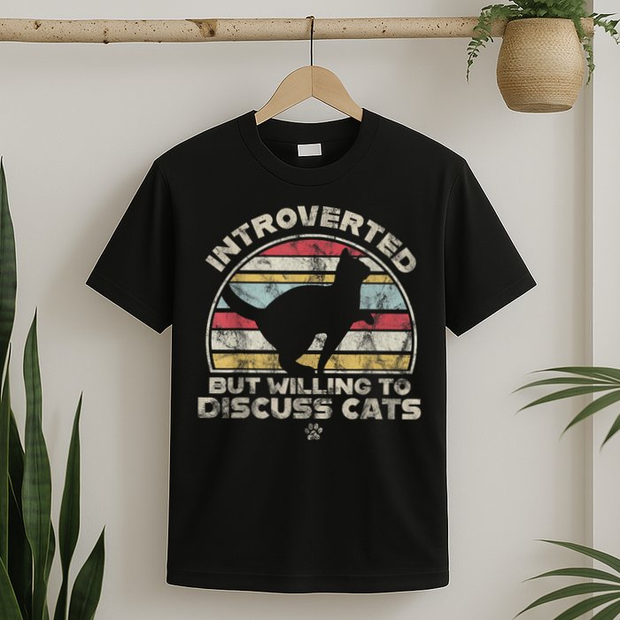 Retro Style Introverted But Willing To Discuss Cats Vintage T-Shirt
