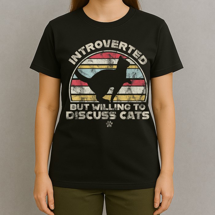 Retro Style Introverted But Willing To Discuss Cats Vintage T-Shirt