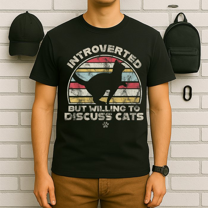 Retro Style Introverted But Willing To Discuss Cats Vintage T-Shirt