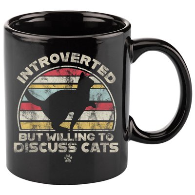 Retro Style Introverted But Willing To Discuss Cats Vintage 11oz C Handle Ceramic Mug