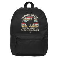 Retro Style Introverted But Willing To Discuss Cats Vintage 16 in Basic Backpack