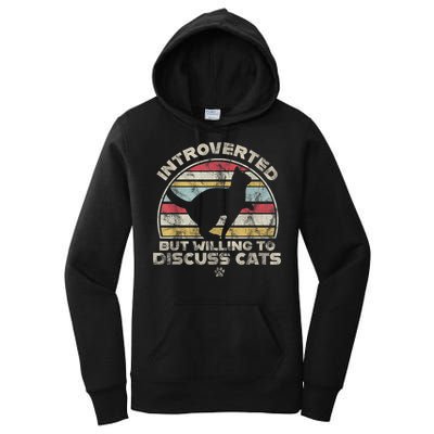 Retro Style Introverted But Willing To Discuss Cats Vintage Women's Pullover Hoodie