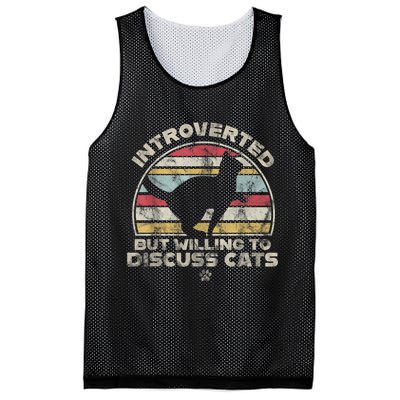Retro Style Introverted But Willing To Discuss Cats Vintage Mesh Reversible Basketball Jersey Tank