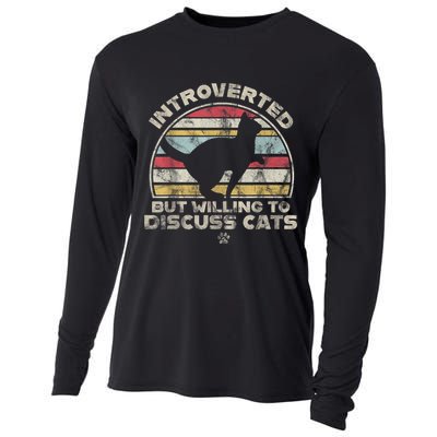 Retro Style Introverted But Willing To Discuss Cats Vintage Cooling Performance Long Sleeve Crew
