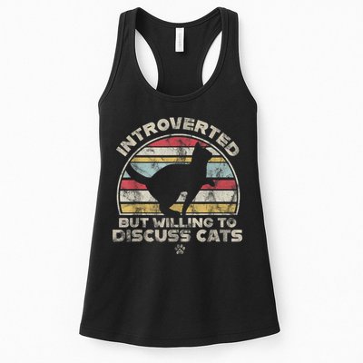 Retro Style Introverted But Willing To Discuss Cats Vintage Womens Tank Top