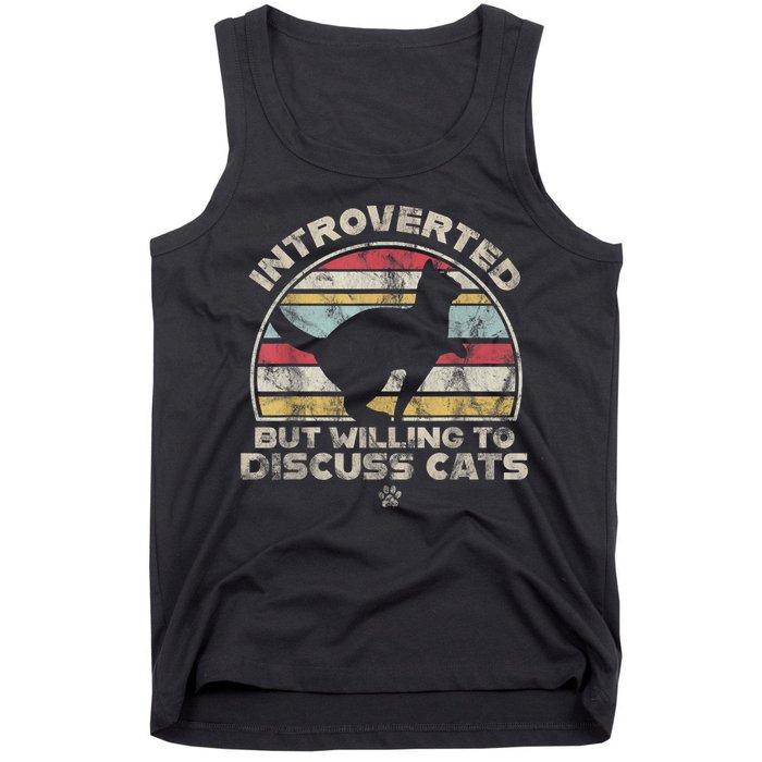 Retro Style Introverted But Willing To Discuss Cats Vintage Tank Top