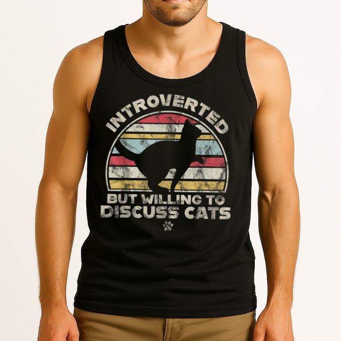 Retro Style Introverted But Willing To Discuss Cats Vintage Tank Top