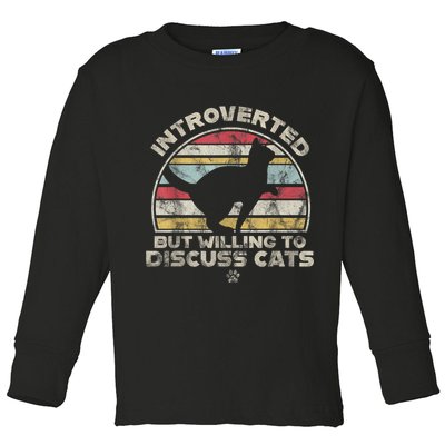 Retro Style Introverted But Willing To Discuss Cats Vintage Toddler Long Sleeve Shirt