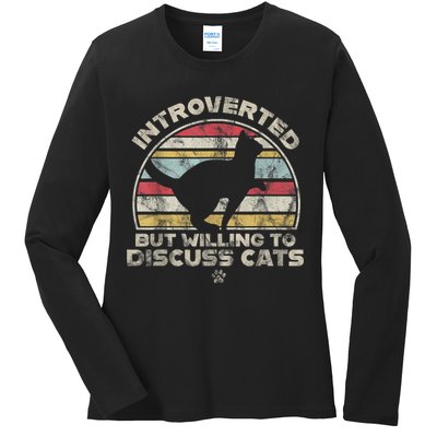 Retro Style Introverted But Willing To Discuss Cats Vintage Ladies Long Sleeve Shirt