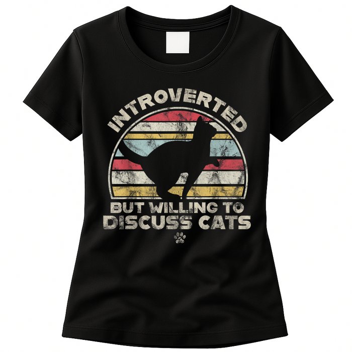 Retro Style Introverted But Willing To Discuss Cats Vintage Womens T-Shirt