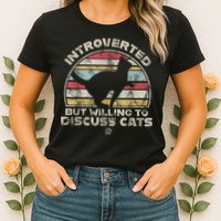 Retro Style Introverted But Willing To Discuss Cats Vintage Womens T-Shirt