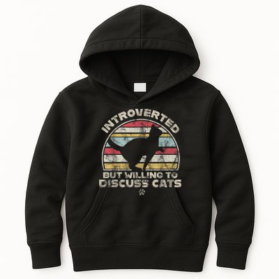 Retro Style Introverted But Willing To Discuss Cats Vintage Kids Hoodie