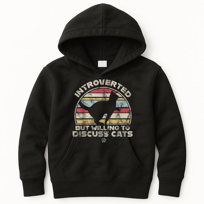 Retro Style Introverted But Willing To Discuss Cats Vintage Kids Hoodie