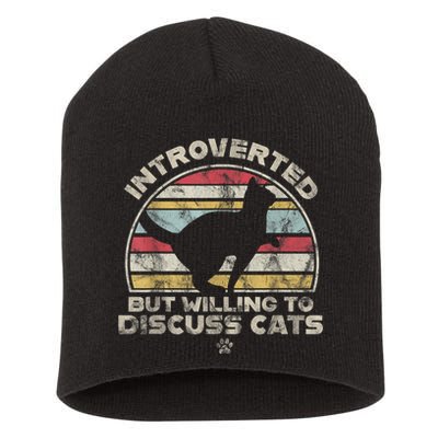 Retro Style Introverted But Willing To Discuss Cats Vintage Short Acrylic Beanie