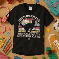 Retro Style Introverted But Willing To Discuss Cats Vintage Kids T-Shirt