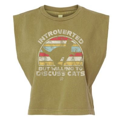 Retro Style Introverted But Willing To Discuss Cats Vintage Garment-Dyed Women's Muscle Tee