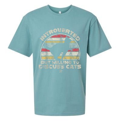 Retro Style Introverted But Willing To Discuss Cats Vintage Sueded Cloud Jersey T-Shirt